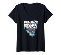 Mujer Full-Stack Imposter Syndrome Funny Developer Coding Camiseta Cuello V