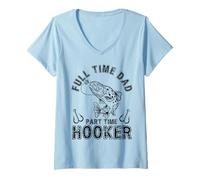 Mujer Full Time Dad Part Time Hooker Angler Costume For Fishing Camiseta Cuello V