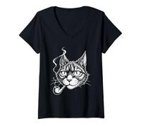 Mujer Fumador de pipa aficionado fumador amante del rollo Fumar pipa Camiseta Cuello V