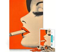 Mujer fumando un Cigarrillo Rompecabezas de 1000 Piezas Diversión cognitiva Componentes Resistentes y de fácil Limpieza Momento de Tranquilidad y Ejercicio Mental en casa (38x26cm)