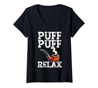 Mujer Fumar pipa gráfico fumar pipa fumador hombres Camiseta Cuello V