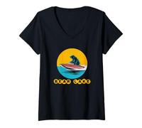 Mujer Fun Bear Lake Utah Watersports Vacation Souvenir Camiseta Cuello V