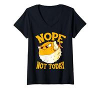 Mujer Fun Design for Buffer Fish Nope, Not Today Camiseta Cuello V
