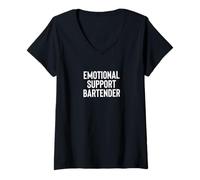 Mujer Fun Emotional Support Bartender Therapy Joke Camiseta Cuello V