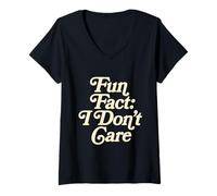 Mujer Fun Fact I Don't Care Sarcastic Ironic Funny Vintage Vibes Camiseta Cuello V