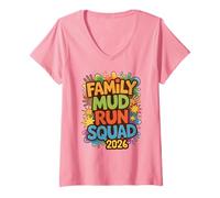 Mujer Fun Family Barro Run Squad 2026 Kids Sisters Mudding Queen Camiseta Cuello V