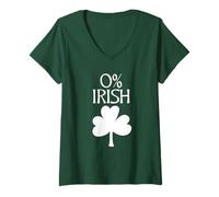 Mujer Fun Green 0% Irish Shamrock, Celtic Font | St. Patrick Day Camiseta Cuello V