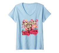 Mujer Fun I Sparkle Even in Barro Run Mudding Squad Muddy Sisters Camiseta Cuello V