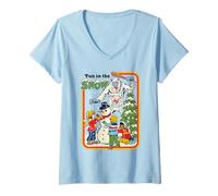 Mujer Fun in the Snow Christmas Snowman Retro Funny Adult Humor Camiseta Cuello V