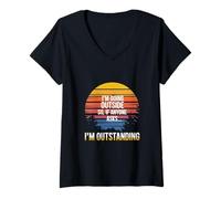 Mujer Fun Txt Voy afuera, así que si alguien me pregunta, estoy de pie Camiseta Cuello V