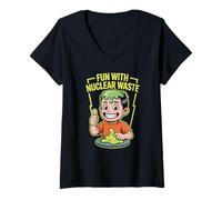 Mujer Fun With Nuclear Waste Funniest Dark Humor Radioactive Camiseta Cuello V