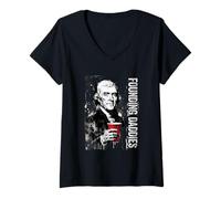 Mujer Fundadores Daddies Thomas Jefferson Red Solo Cup 4 de Julio Camiseta Cuello V