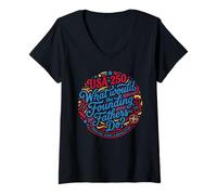 Mujer Fundadores Revolución USA 250 Patriot Camiseta Cuello V