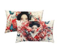 Mujer Fundas Cojines 40x60 Lino Juego de 2, Lujosas Funda Cojin Rojo Súper Suaves y Cómodas, Funda de Almohada con Cremallera Oculta, Fácil Cuidado, Adecuado para Sofá, Cama, Silla o Jardín S-283