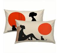 Mujer Fundas Cojines 40x60 Terciopelo Juego de 2, Lujosas Funda Cojin Gato Súper Suaves y Cómodas, Funda de Almohada con Cremallera Oculta, Durable y Fácil Cuidado, Adecuado para Sofá, Cama S1-998