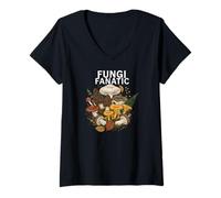 Mujer Fungi Fanatic Mushroom Foraging Mycology Design Camiseta Cuello V