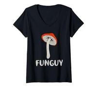 Mujer Fungi Fun Guy divertido amante de las setas Camiseta Cuello V