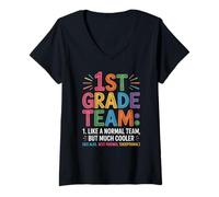 Mujer Funny 1st Grade Team Like Normal But Cooler Back To School Camiseta Cuello V