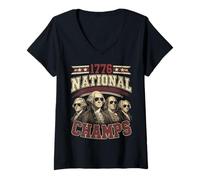 Mujer Funny 4th of July 1776 National Champs Founding Fathers Camiseta Cuello V