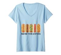 Mujer Funny 4th of July Bad Day To Be A Hot Dog BBQ Cookout Camiseta Cuello V