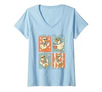 Mujer Funny 4th of July Goose Retro Independence Day Firequacker Camiseta Cuello V