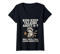 Mujer Funny 6-7 Meme Brainrot Adulting 9-5 Parents Teachers Camiseta Cuello V