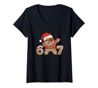 Mujer Funny 67 Gingerbread Six Seven Ice Cream Drip Christmas Meme Camiseta Cuello V