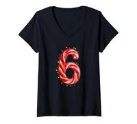 Mujer Funny 67 Six Seven Matching Christmas Candy Cane Lights Camiseta Cuello V