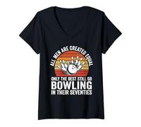 Mujer Funny 70th Birthday Dad Día del Padre Bowling Hombres Camiseta Cuello V
