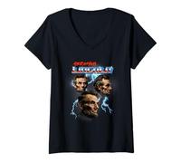 Mujer Funny 80s Metalcore Heavy Metal Music Band Abraham Lincoln Camiseta Cuello V