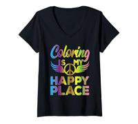 Mujer Funny Adult Coloring Humor Art Teacher Artist Rainbow Meme Camiseta Cuello V