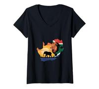 Mujer Funny African Wildlife León Elefante Sabana Camiseta Cuello V