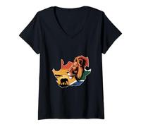Mujer Funny African Wildlife León Elefante Sabana Camiseta Cuello V