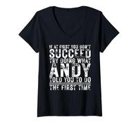Mujer Funny Andy If At First You Don't Succeed Birthday Andy Camiseta Cuello V