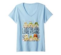 Mujer Funny Angler Gnomes Graphic For Fisherman Who Loves Fishing Camiseta Cuello V