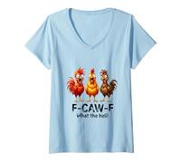 Mujer Funny Angry Chickens - F-Caw-F - ¡Qué Demonios! Camiseta Cuello V