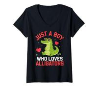 Mujer Funny Animal Crocodile, Just a Boy Who Loves Alligators Camiseta Cuello V