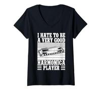 Mujer Funny Armónica Player Hate To Be Very Good Player Armónica Camiseta Cuello V