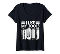 Mujer Funny Armónica Player I Like My Tools Armónica Camiseta Cuello V