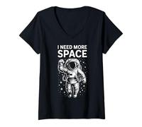 Mujer Funny Astronaut in Galaxy Graphic I Need More Space Camiseta Cuello V