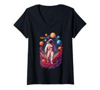 Mujer Funny Astronaut Planets Gift Astronomy Solar Sysyem Kids Camiseta Cuello V