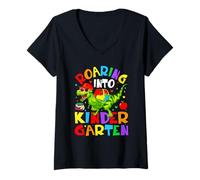 Mujer Funny Back to School Vibes Dinosaur Kids Camiseta Cuello V
