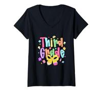 Mujer Funny Back to School Vibes for Third Grade Teacher Kids Camiseta Cuello V