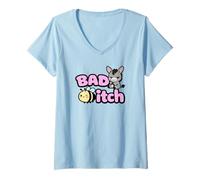 Mujer Funny Baddie Bad Girl Cute Kawaii Bee Tough Sassy Actitud Camiseta Cuello V
