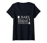 Mujer Funny Baker Bake Porque Golpear a la Gente está Mal Visto Camiseta Cuello V