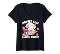 Mujer Funny Baking GNOME For Women Who Love To Bake Pink Muffins Camiseta Cuello V