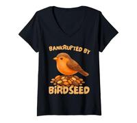 Mujer Funny Bankrupted by Birdseed Bird Watching Lover Camiseta Cuello V