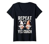 Mujer Funny Baseball Saying For Kids Coach Repeat After Me Yes Sir Camiseta Cuello V