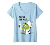 Mujer Funny Bathroom Frog I Supongo Que esperaré Humor Camiseta Cuello V