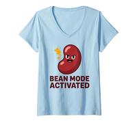 Mujer Funny Bean Meme Lover Beans Humor Bean Modo Activado Camiseta Cuello V